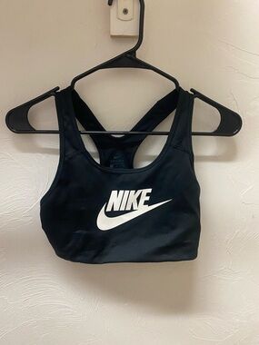 Nike Black Sports Bra with White Swoosh Logo